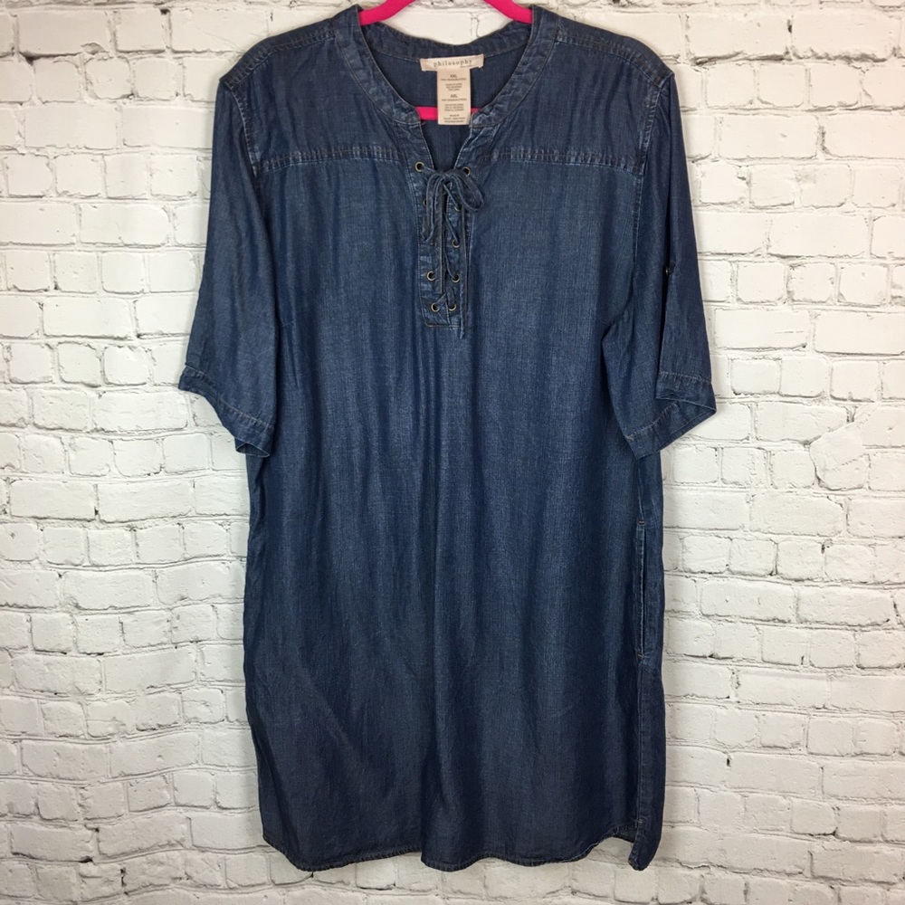 Philosophy Denim Shift Dress with pockets! XXL